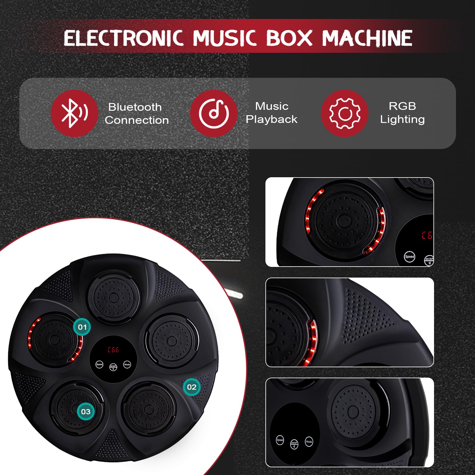 FAHKNS Smart Bluetooth LED Music Boxing Machine - Wall Mounted Electronic Punching Bag for Home, Kids & Adults - Portable Stress Relief & Boxing Training Equipment - Perfect for Home Gym, Fitness & Stress Release Workouts