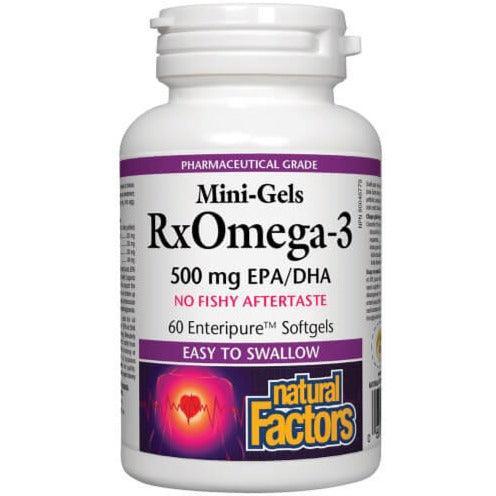 Natural Factors Rx Omega-3 Mini Gels 500mg - 60 Softgels for Heart & Brain Health | Fish Oil Supplement for Adults & Seniors | Supports Cardiovascular Function & Cognitive Performance
