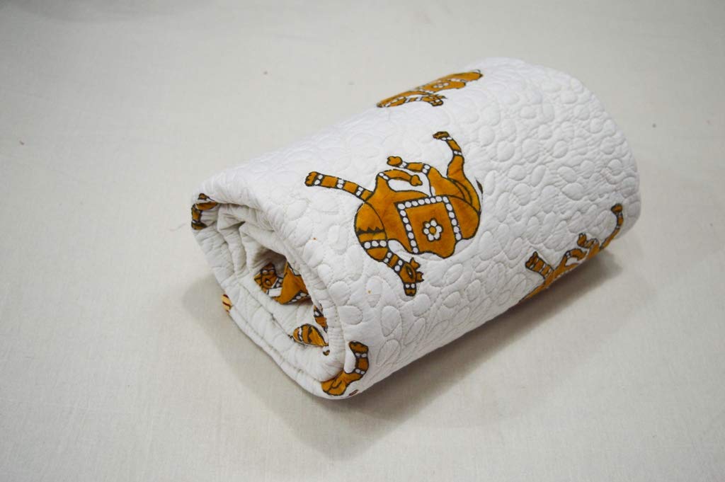 Soft Indian Camel Print Baby Quilt - Unisex Cotton Blanket for Nursery, Crib & Stroller - Cozy Baby Bedding Gift for Boys & Girls
