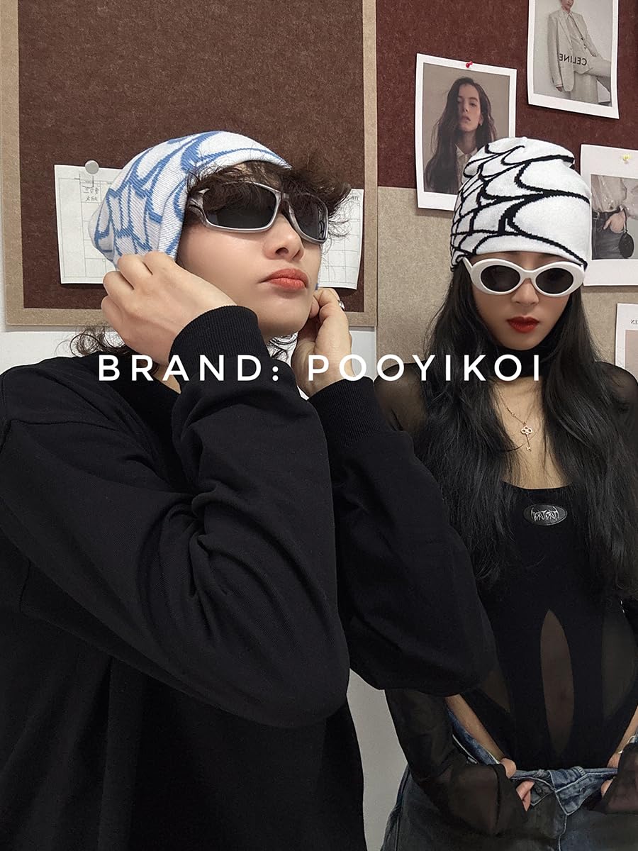 Y2K Gothic Spider Pattern Wool Acrylic Knitted Beanie - Warm Winter Hat for Women & Men | Unisex Skull Cap for Outdoor Activities, Streetwear Fashion
