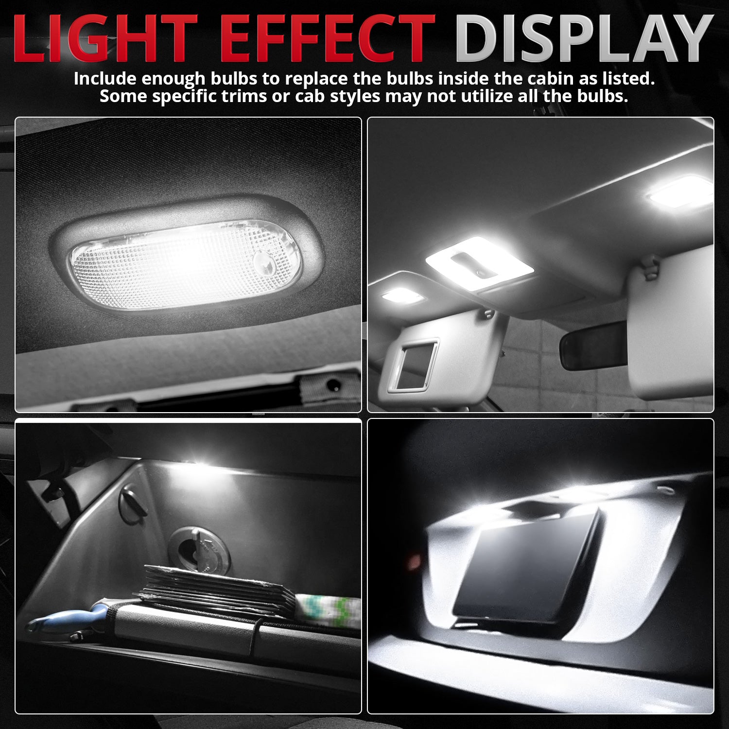 10PCS 5500K Pure White LED Light Bulb Kit - Compatible with 2008-2013 Toyota Highlander - Bright Energy Efficient Replacement Bulbs for Interior, Exterior & Headlights