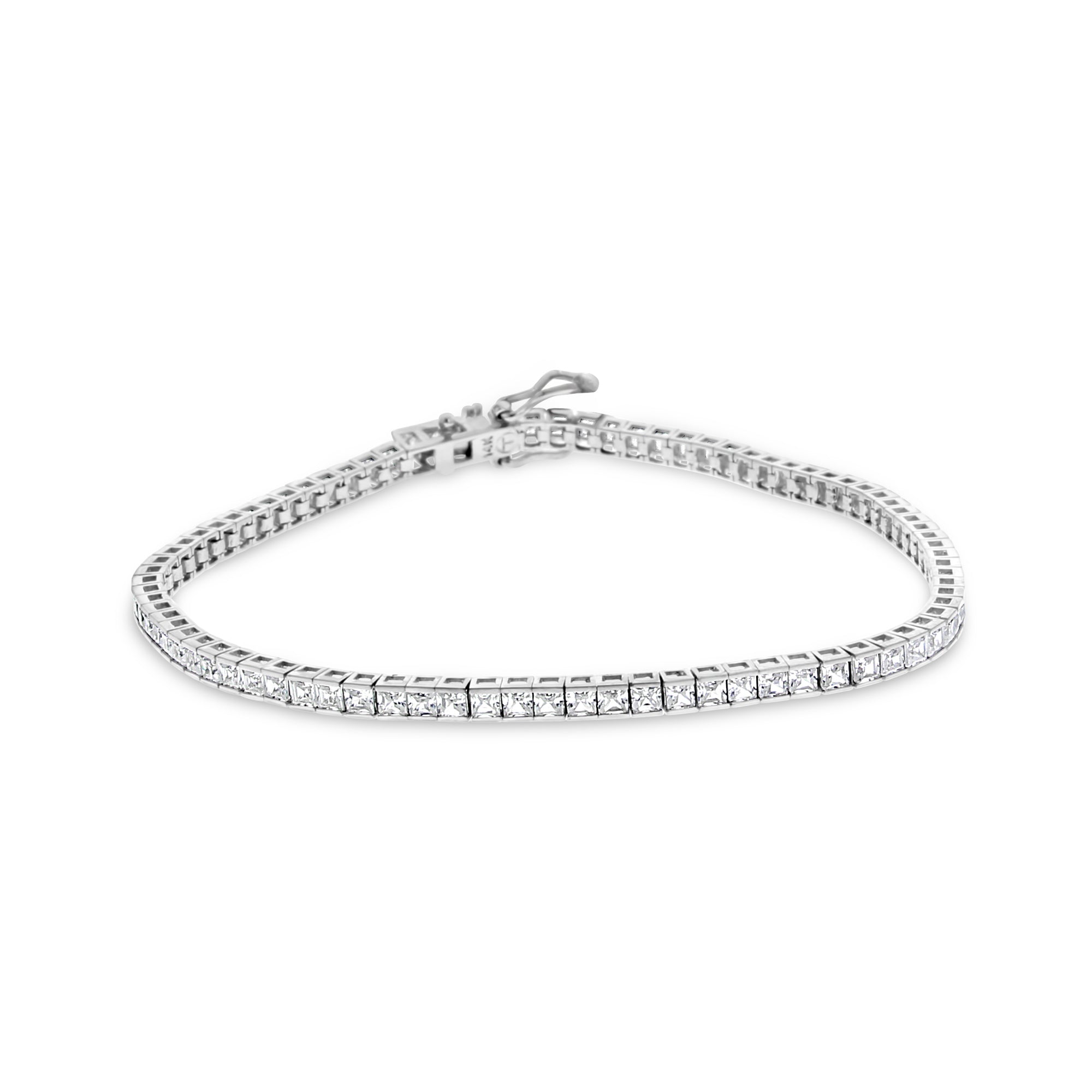 3 Carat Princess Cut Cubic Zirconia Tennis Bracelet - Elegant Channel Set Sterling Silver Jewelry for Women - Perfect for Weddings, Anniversaries & Special Occasions