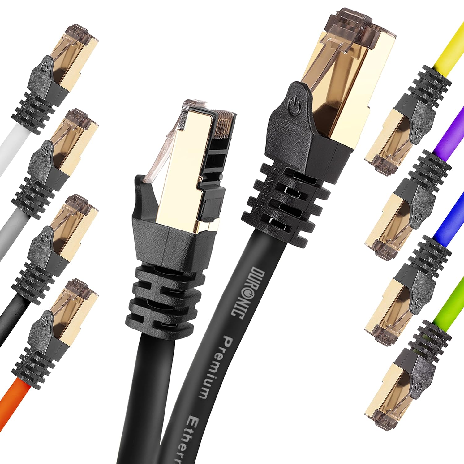 Duronic CAT6a Ethernet Cable 200m - High-Speed FTP Shielded RJ45 Network Cable for Gaming, Streaming & Office Use - Black LAN Internet Wire