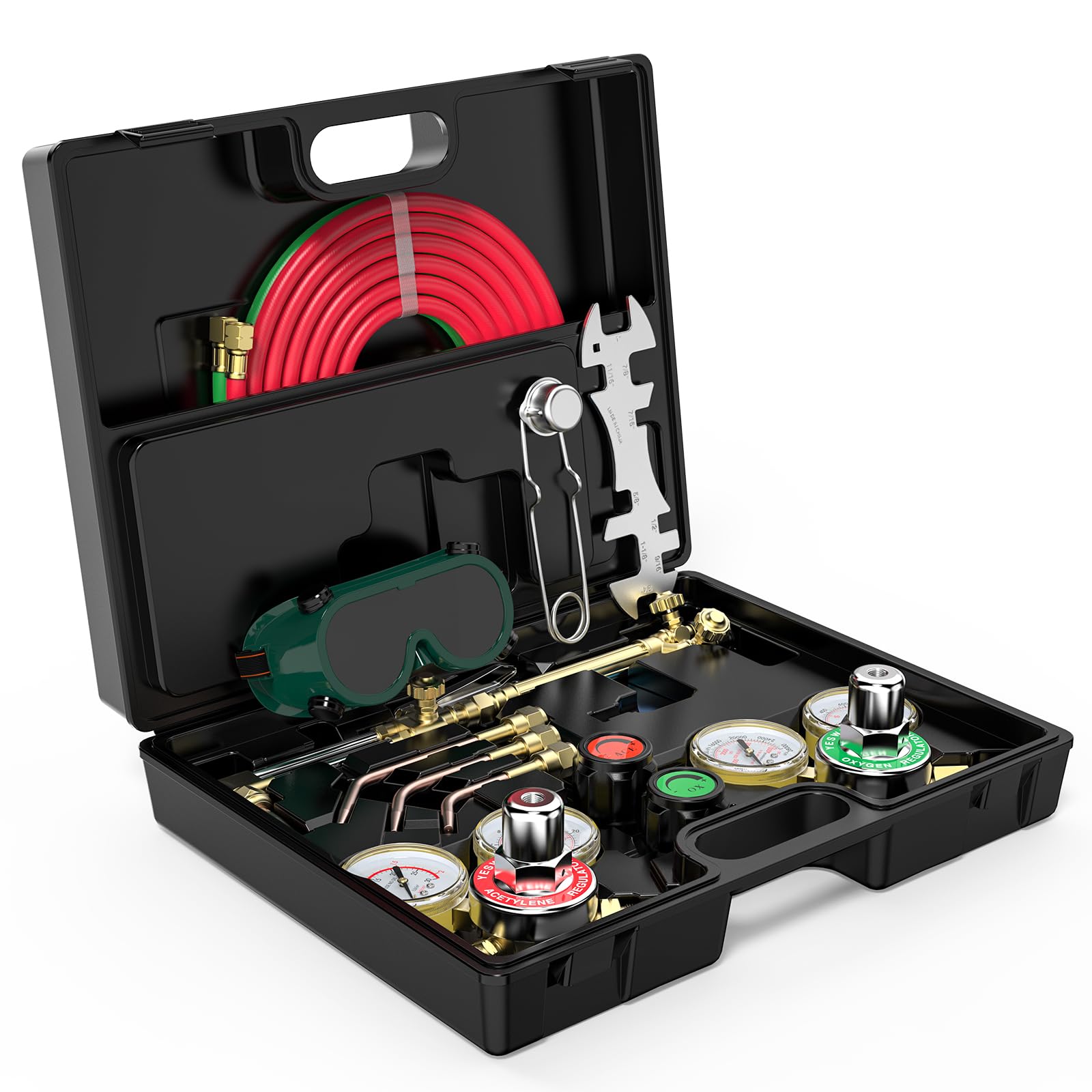 YESWELDER Oxygen Acetylene Torch Kit - Professional Welding & Cutting Torch Set with Regulator, Nozzles, Hose & Safety Goggles - Ideal for Metal Fabrication, Automotive Repair & DIY Projects