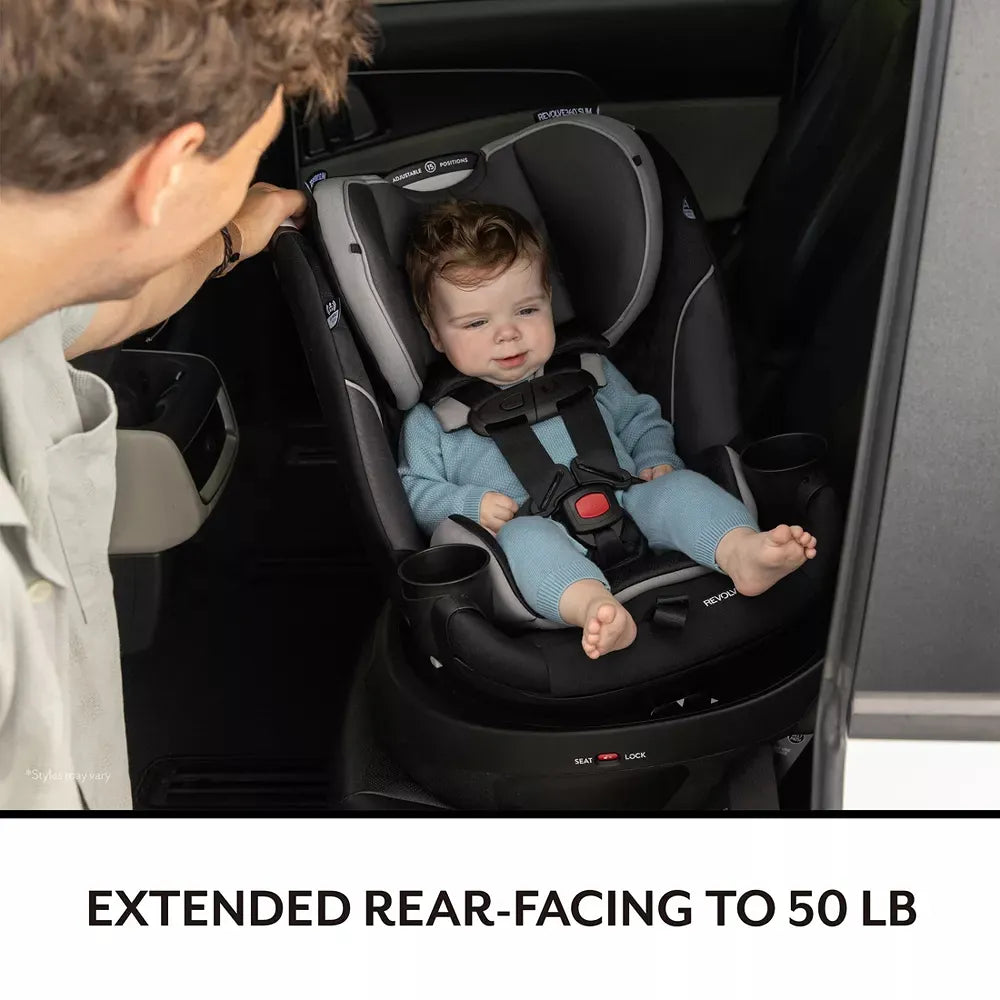 Revolve 360 Slim 2-in-1 Rotating Convertible Car Seat for Baby & Toddler - Pearl Gray - Safe & Comfortable for Long Rides & Travel