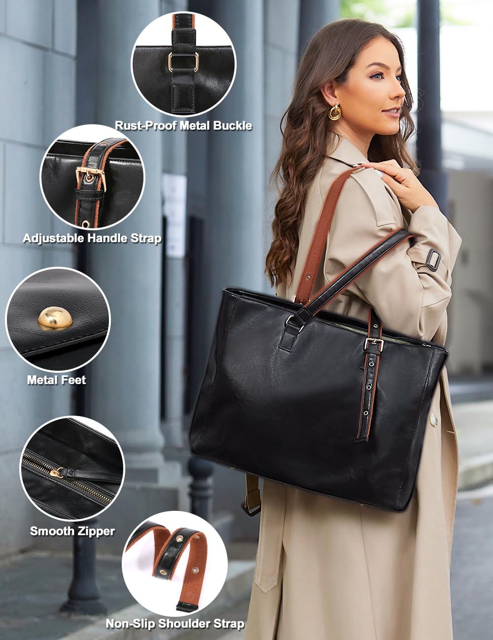 Stylish 15.6 Inch Laptop Bag for Women - Professional Business Office Computer Tote Bag with Padded Compartment | Perfect for Work, Travel & Daily Commute