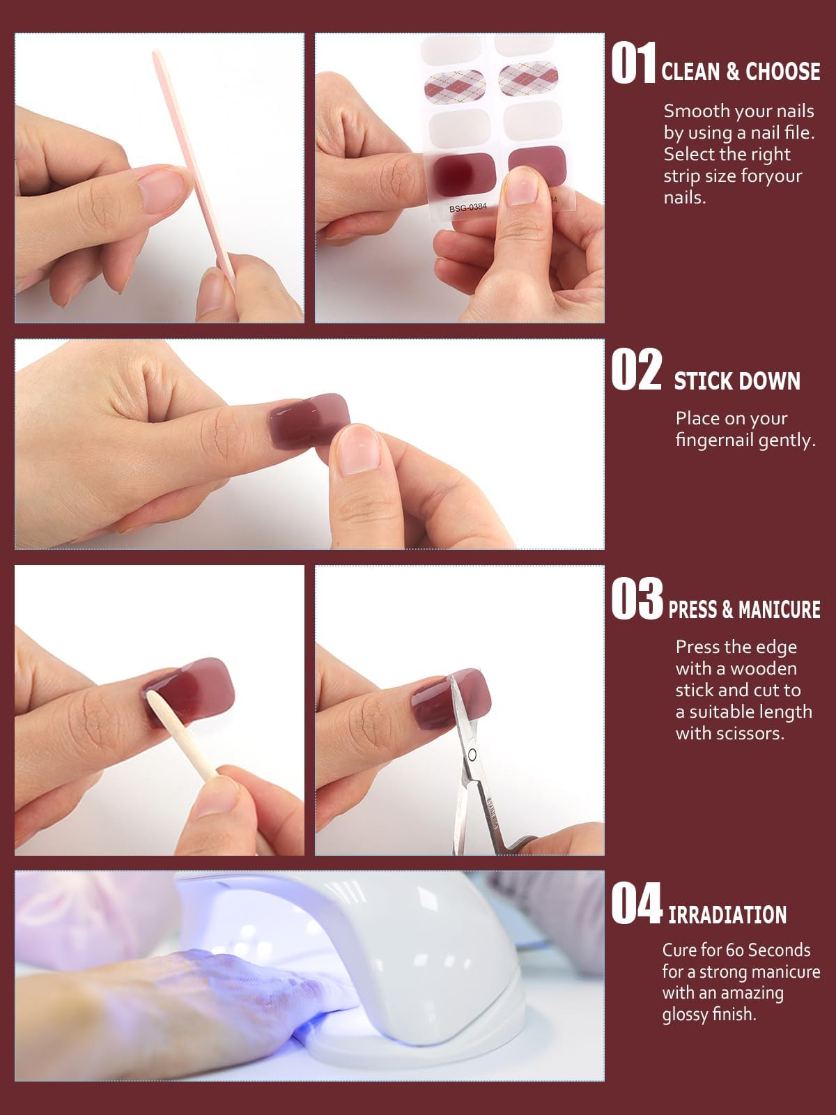 32Pcs Semi Cured Gel Nail Strips - Valentine's Day Nail Art Stickers with Nail File & Stick | Long Lasting Gel Polish Wraps for UV/LED Lamp | Perfect for DIY Manicures, Nail Salons & Special Occasions