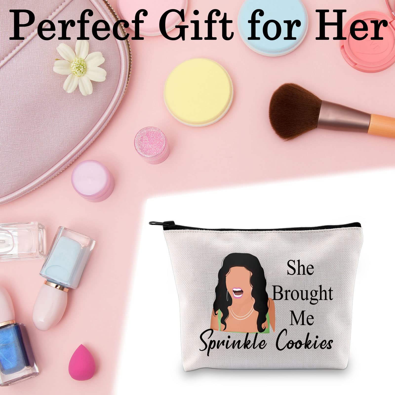 BLUPARK RHONJ TV Show Inspired Makeup Bag - Real Housewives Gift for Fans (Sprinkle Cookies Design) - Perfect Cosmetic Organizer for Travel, Home & Office Use