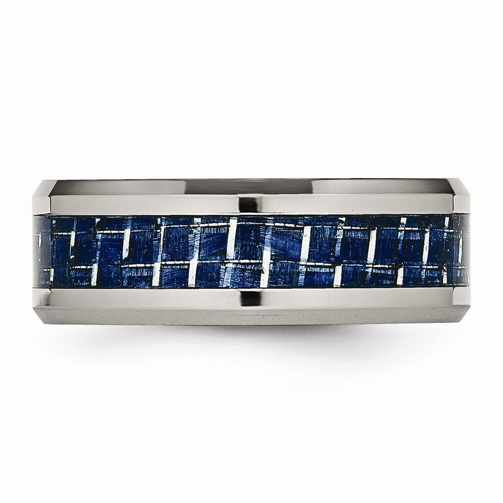 Premium Solid Titanium Men's Wedding Band Ring with Blue Carbon Fiber Inlay - Comfort Fit Design for Everyday Wear & Special Occasions