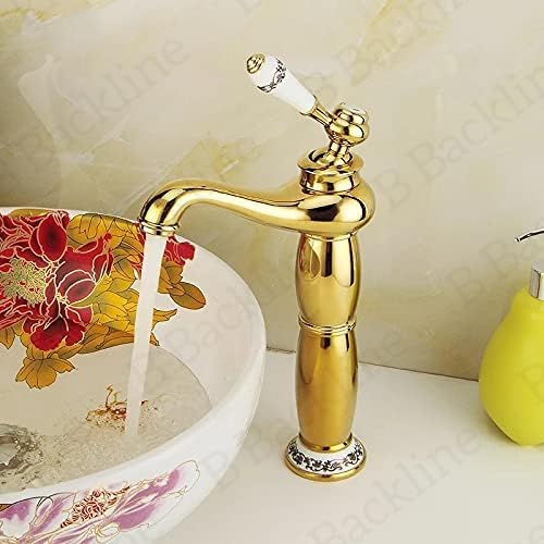 Gold Basin Mixer Tap - Hot & Cold Water Faucet for Bathroom & Livingroom Sink