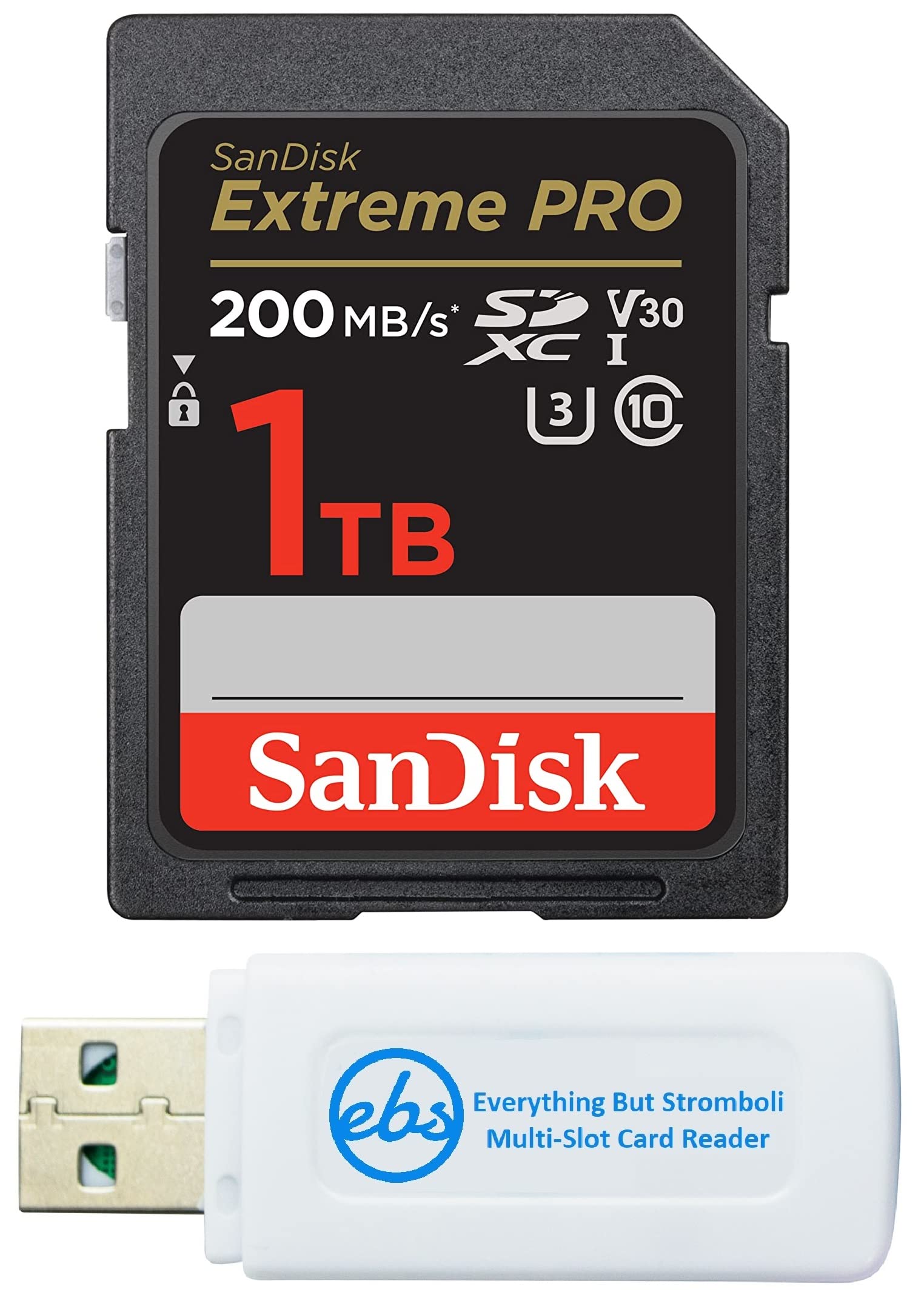 SanDisk 1TB Extreme Pro SDXC UHS-II V90 Memory Card - High Speed Class 10 for Canon EOS R3, R5, R6 Mirrorless Cameras - Bundle with Micro SD Card Reader - Perfect for 4K Video, Burst Photography & Professional Photography Workflow