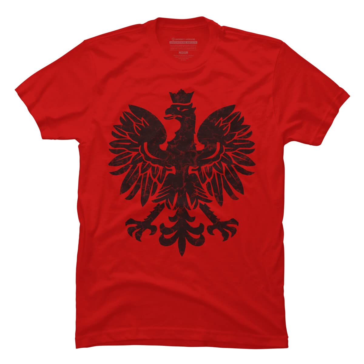 Design By Humans Men's Polish Eagle Black Halftone Graphic Tee - Snazzygaz Patriotic T-Shirt for Casual Wear & Street Style
