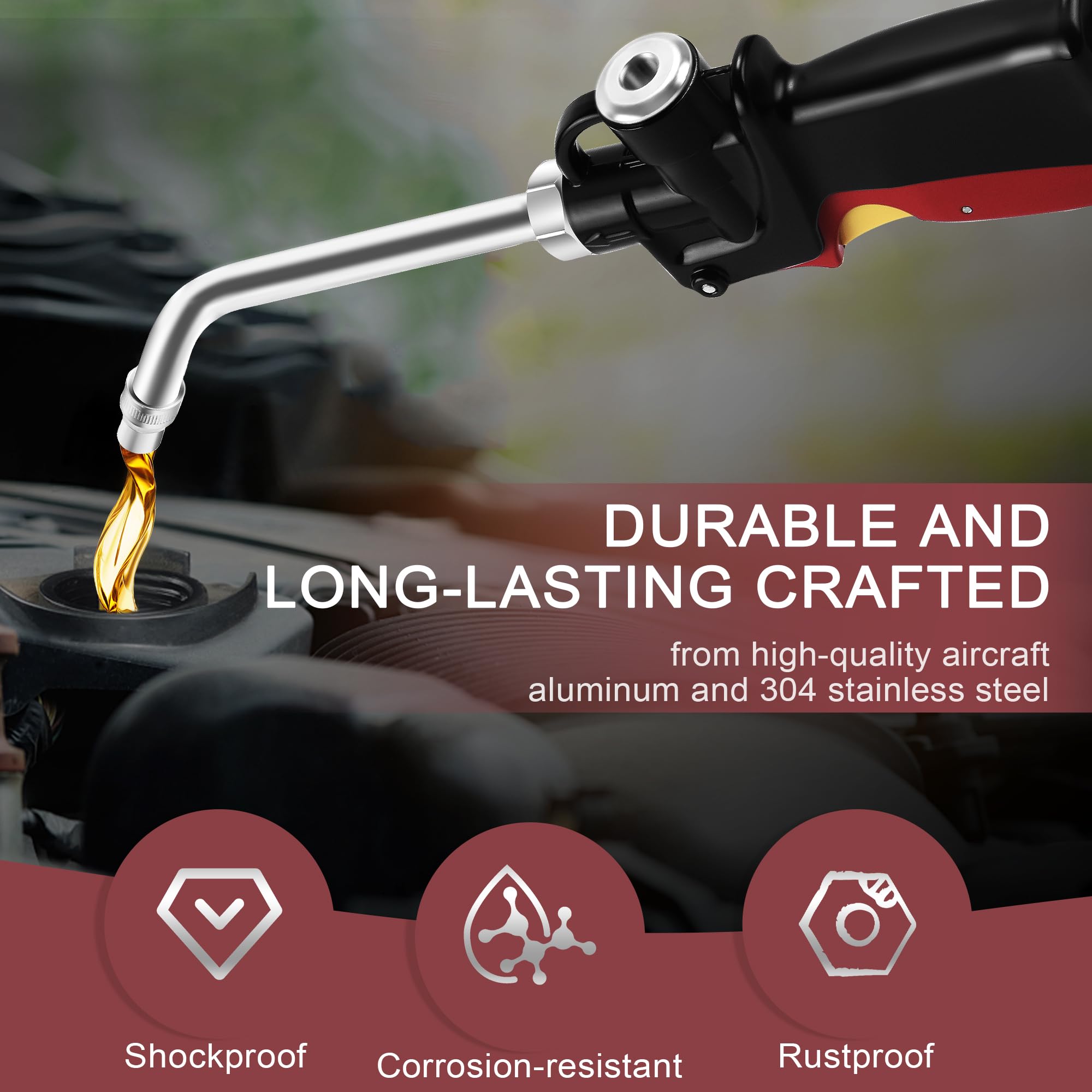 Heavy Duty 1/2-Inch NPT Air Operated Oil Control Valve Dispenser Nozzle - Portable Oil Pump Gun for Motor Oil, Gear Lubricant, Hydraulic & Antifreeze Fluids | Workshop, Garage & Industrial Use