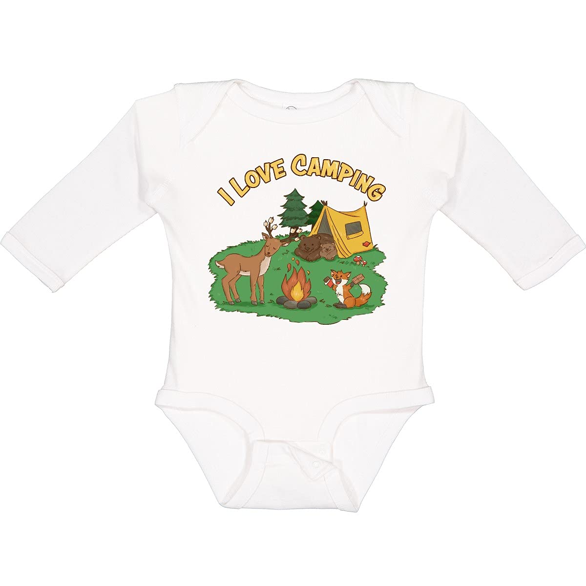 Inktastic I Love Camping Animals Long Sleeve Baby Bodysuit - Perfect for Outdoor Adventures & Family Camping Trips