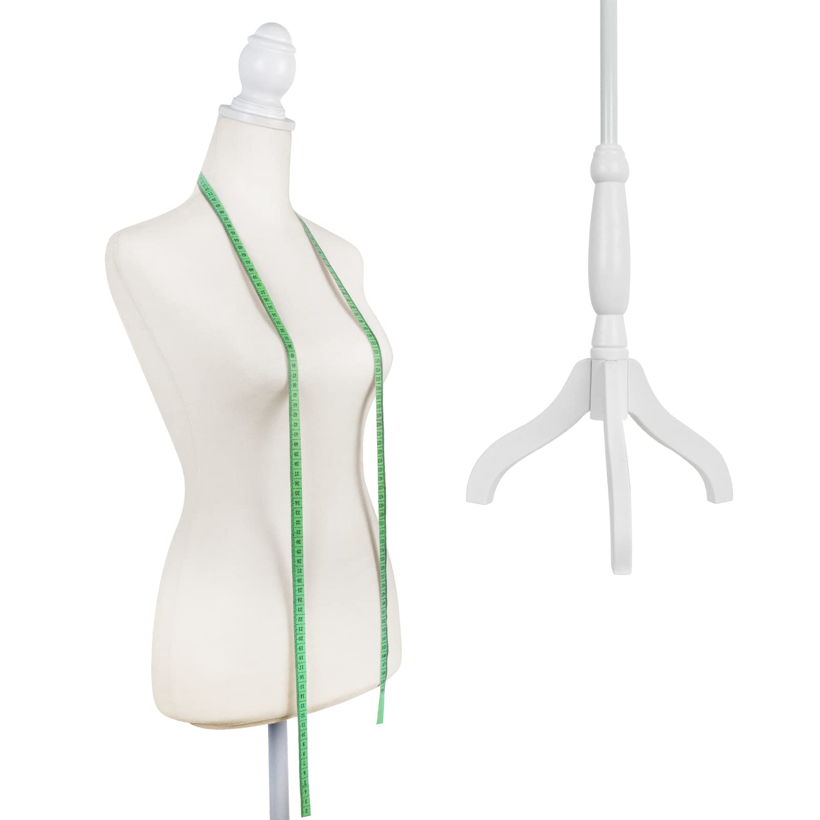 Adjustable Beige Dress Form Mannequin for Women - Pinnable Torso Body with Tripod Stand for Jewelry & Clothing Display - Perfect for Boutique, Fashion Design & Home Sewing Projects