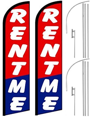 2 Pack Windless Swooper Feather Banner Flags with Poles & Ground Spikes - Perfect for Outdoor Events, Parties, and Sports Games