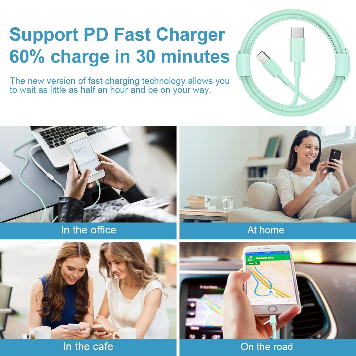 Apple MFi Certified Fast Charger - 20W USB C Wall Charger with 6ft Lightning Cable for iPhone 14/13/12/11 Pro Max/XS/XR/X & iPad - Quick Charge for Home, Office & Travel