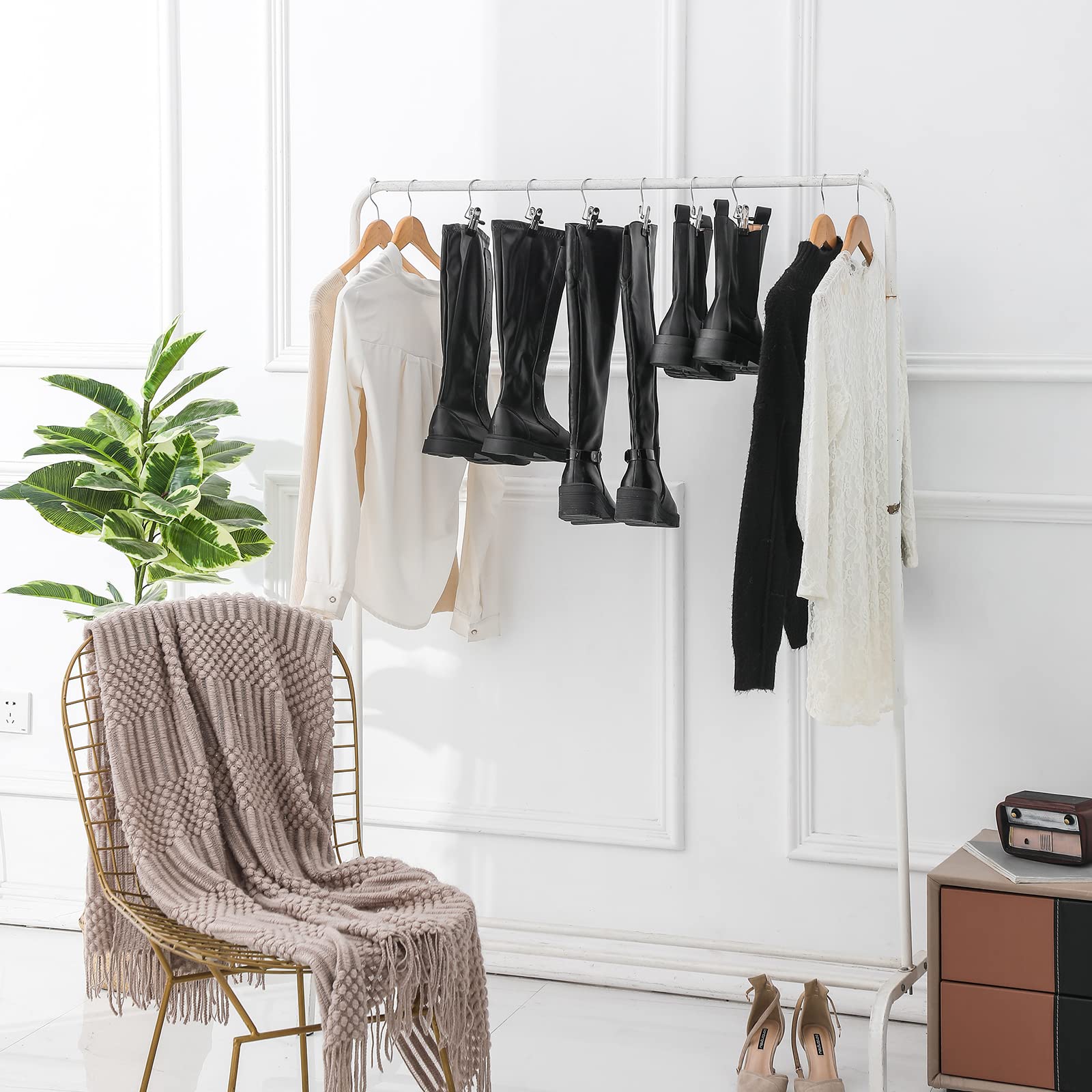 30 Pack Boot Hanger & Legging Organizer for Closet - Space Saving Hanging Clips for Jeans, Hats, Tall Boots & Towels - Portable Multifunctional Storage Solution (Black) | Perfect for Closet Organization & Small Space Storage