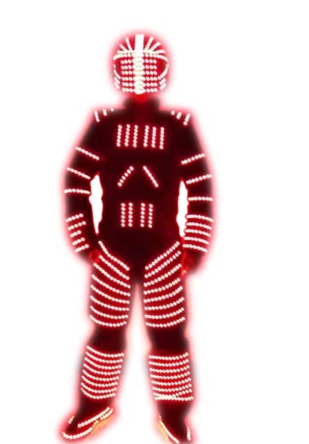 LED Light Up Robot Costume for Men - Glow in the Dark Dance Suit for Stage Performances & Rave Parties - Perfect for Halloween, Cosplay, and Nightclub Events