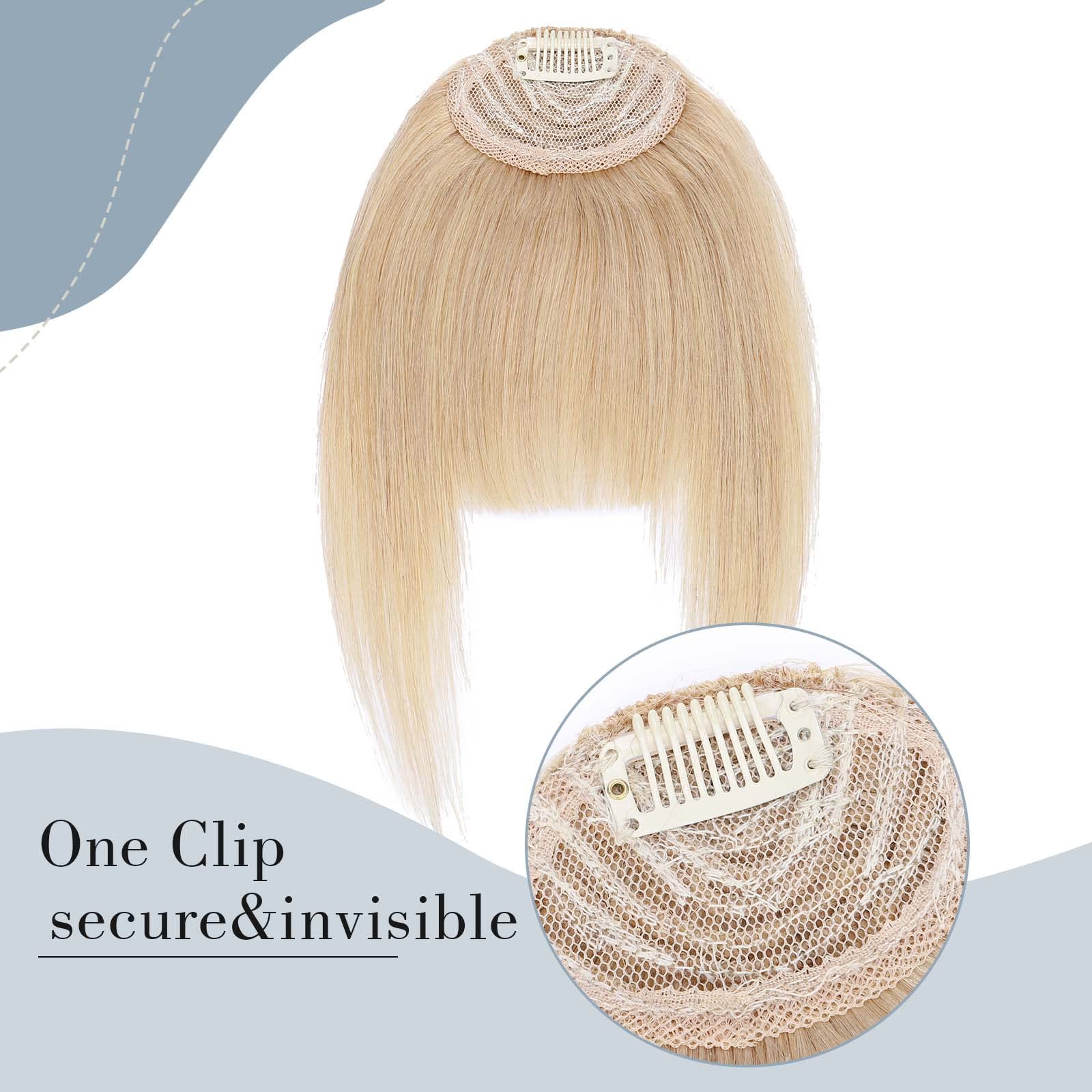 100% Real Human Hair Clip-in Fringe Bangs Extensions - Natural Blonde #24 with Temples | One Piece Front Bang for Instant Volume & Style | Perfect for Daily Wear, Cosplay & Hair Transformations