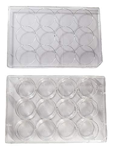 12-Well Non-Treated Sterile Flat Bottom Tissue Culture Plate (50/Case) - Ideal for Cell Culture, Microbiology Research & Lab Experiments