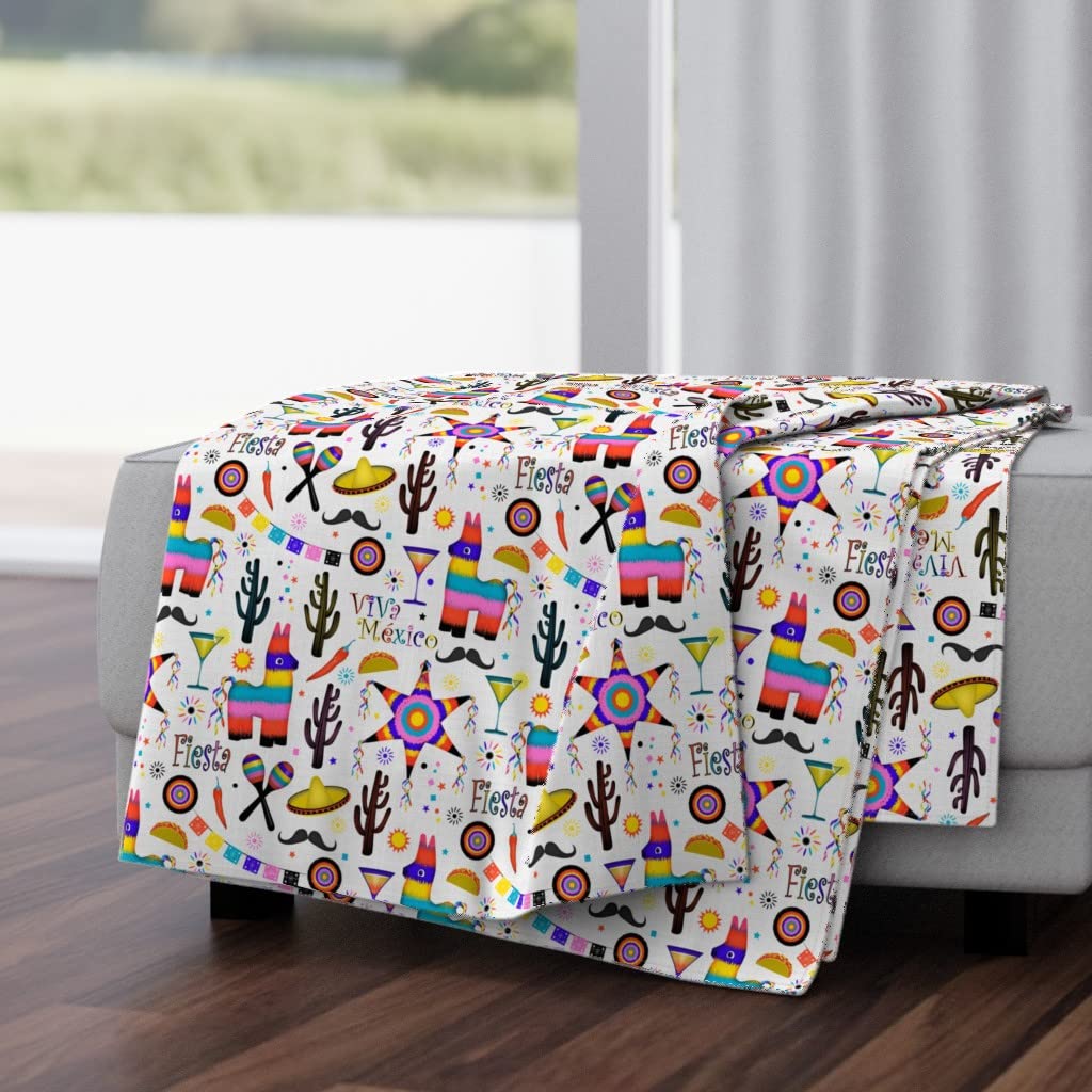 Soft Plush Minky Throw Blanket 50x70 Inches - Fiesta Mexican Party Cactus Design for Cinco De Mayo, Birthday & Home Decor | Cozy Gift for Adults & Kids