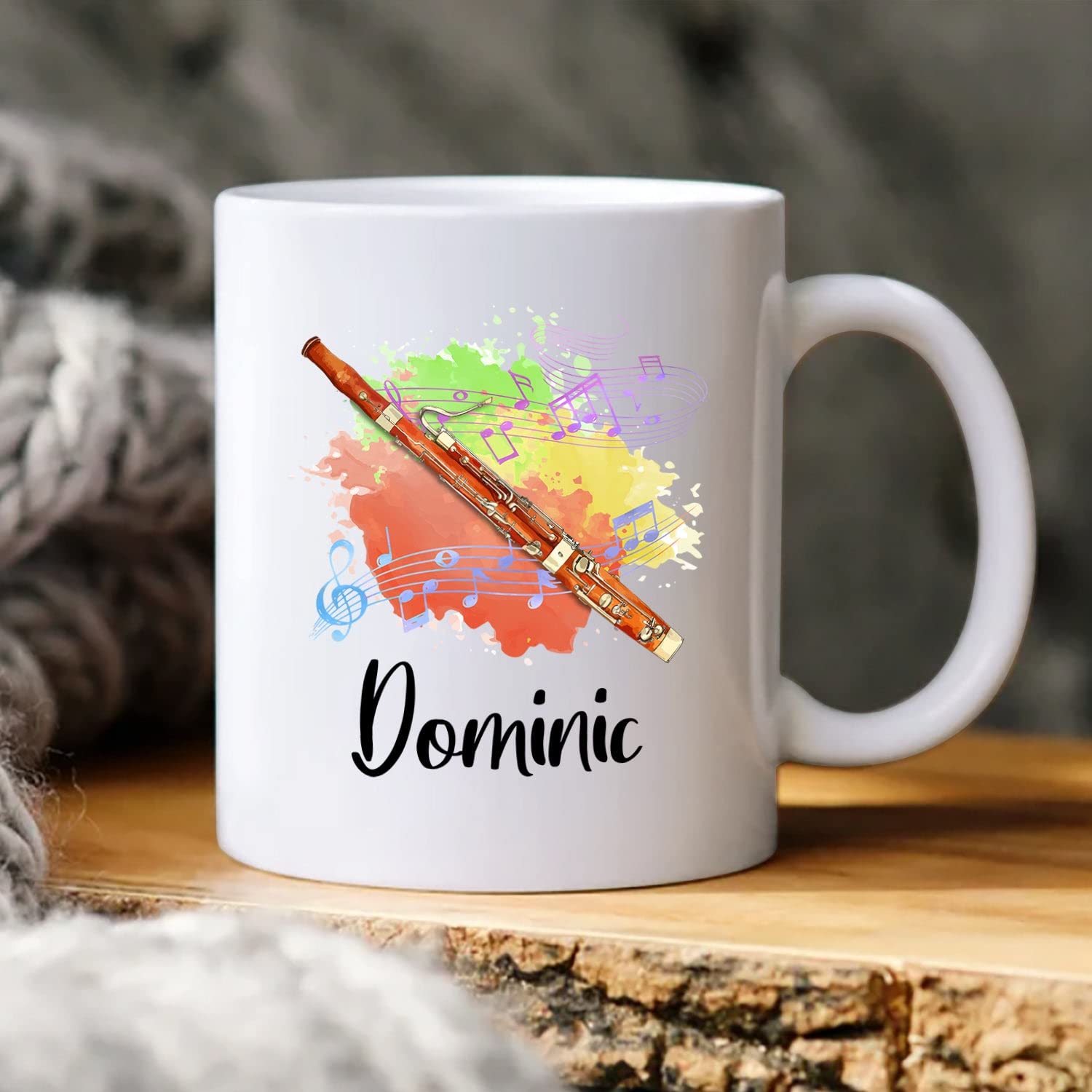 Personalized Bassoon Coffee Mug 11oz & 15oz - Custom Name Bassoon Player Travel Mug - Unique Gift for Bassoonists (Men & Women) - Perfect for Music Lovers, Office Use & Travel