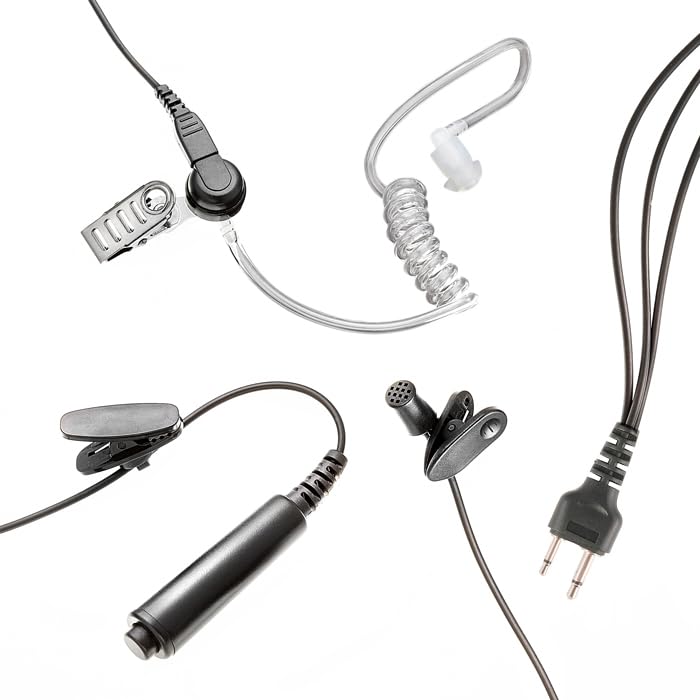 3 Wire Covert Acoustic Tube Earpiece with PTT Microphone for ICOM 2 Pin Radio - Clear Communication for Security, Surveillance & Law Enforcement Professionals