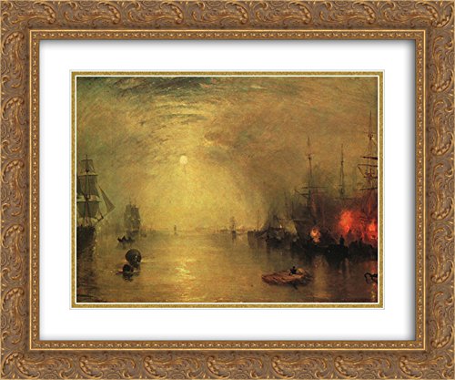 Joseph Mallord William Turner 'Keelman Heaving In Coals By Night' 24x20 Gold Ornate Framed Art Print - Double Matted Museum Quality Wall Decor for Living Room, Office & Gallery Display