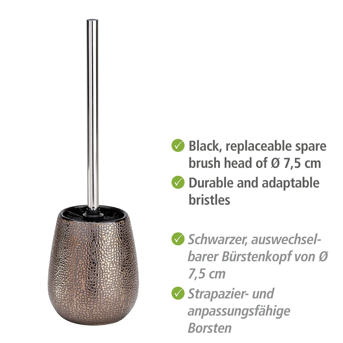 WENKO Marrakesh 3-Piece Bathroom Accessory Set - Soap Dispenser, Toothbrush Holder & Tumbler - Modern Spa Style for Bathroom Countertop Organization & Decor