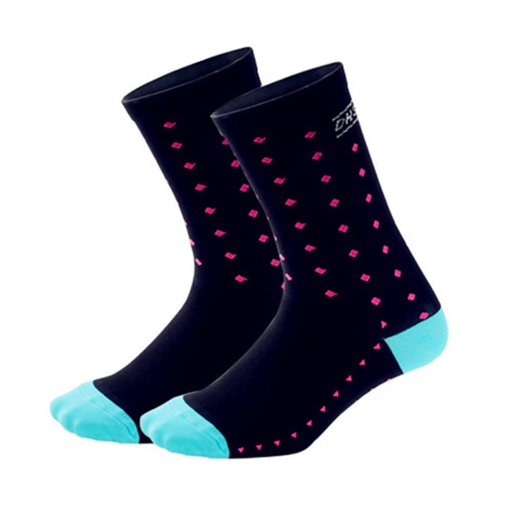 Cycling Socks for Men & Women - Breathable Bike Riding Socks for XC, MTB & BMX - Moisture Wicking Athletic Ankle Socks in Black, Pink, Green, Blue & Grey - Perfect for Road Cycling, Mountain Biking & Indoor Training