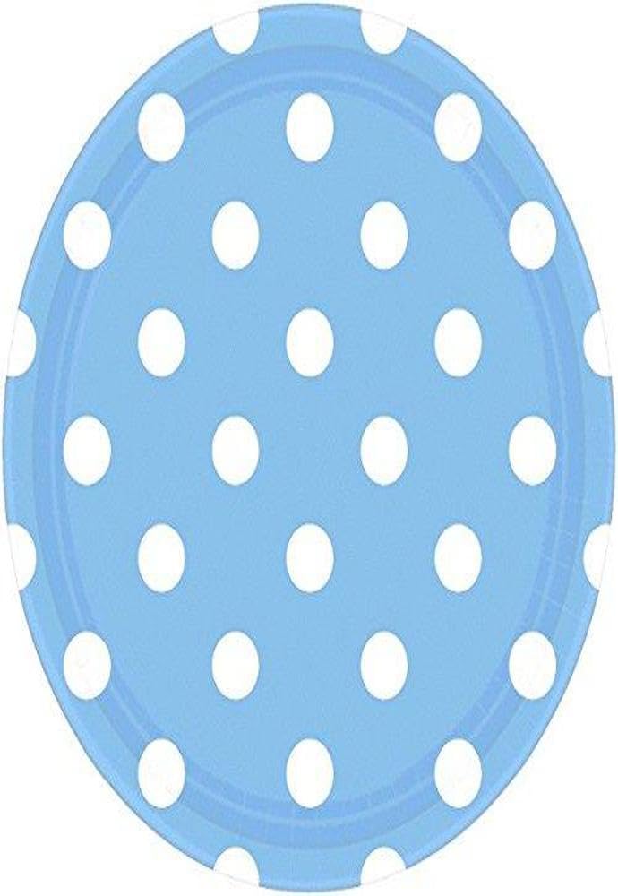 Pastel Blue Dots Round Plates - Set of 8, 9 Inch Ceramic Dinner Plates for Parties, Weddings & Home Decor | Elegant Tableware for Special Occasions & Everyday Use