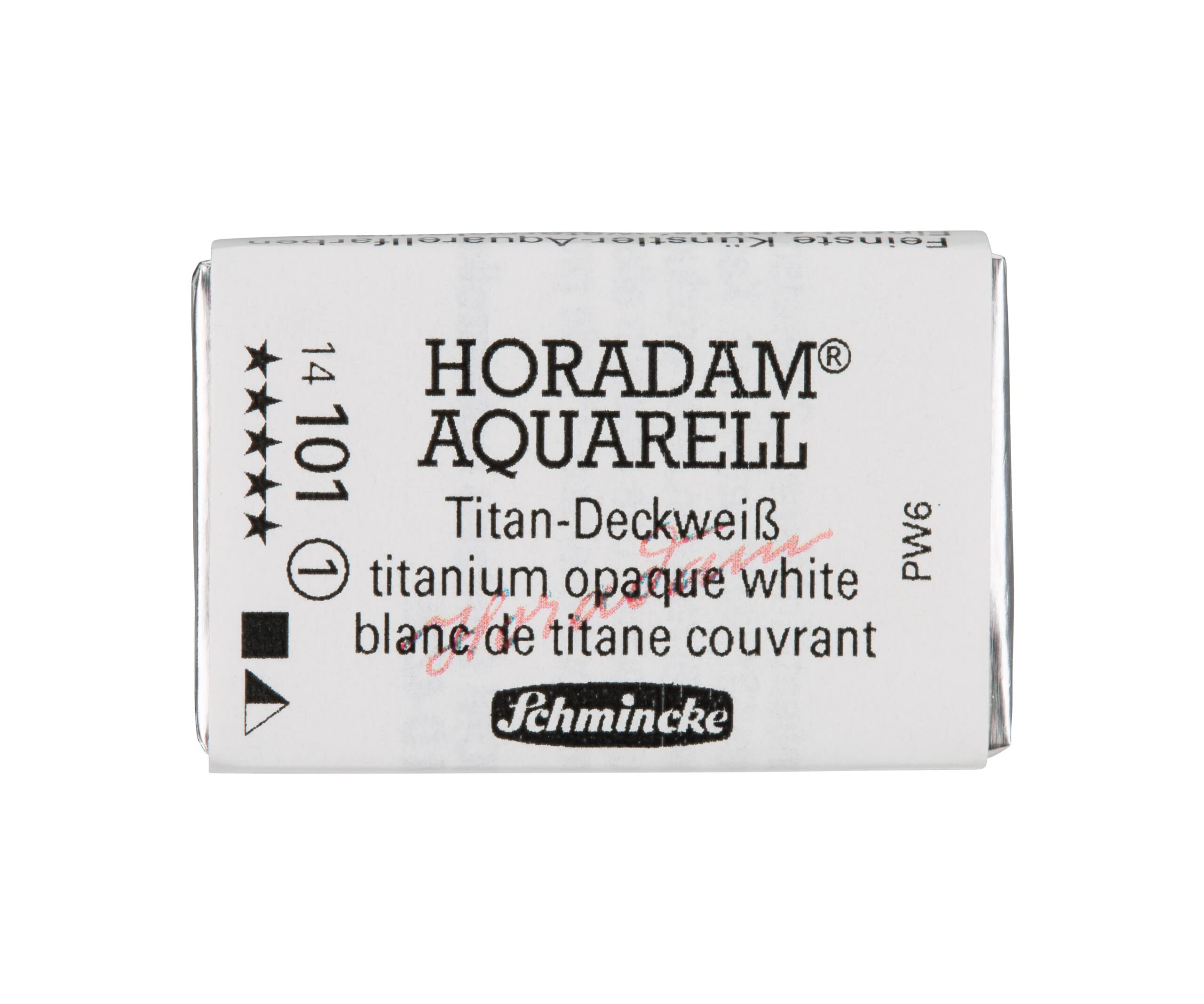 Schmincke 14101043 Horadam Watercolor Full Pan Titanium Opaque White - Professional Artist Grade Watercolor Paint for Fine Art, Illustration & Calligraphy - Perfect for Studio, Classroom & Outdoor Painting