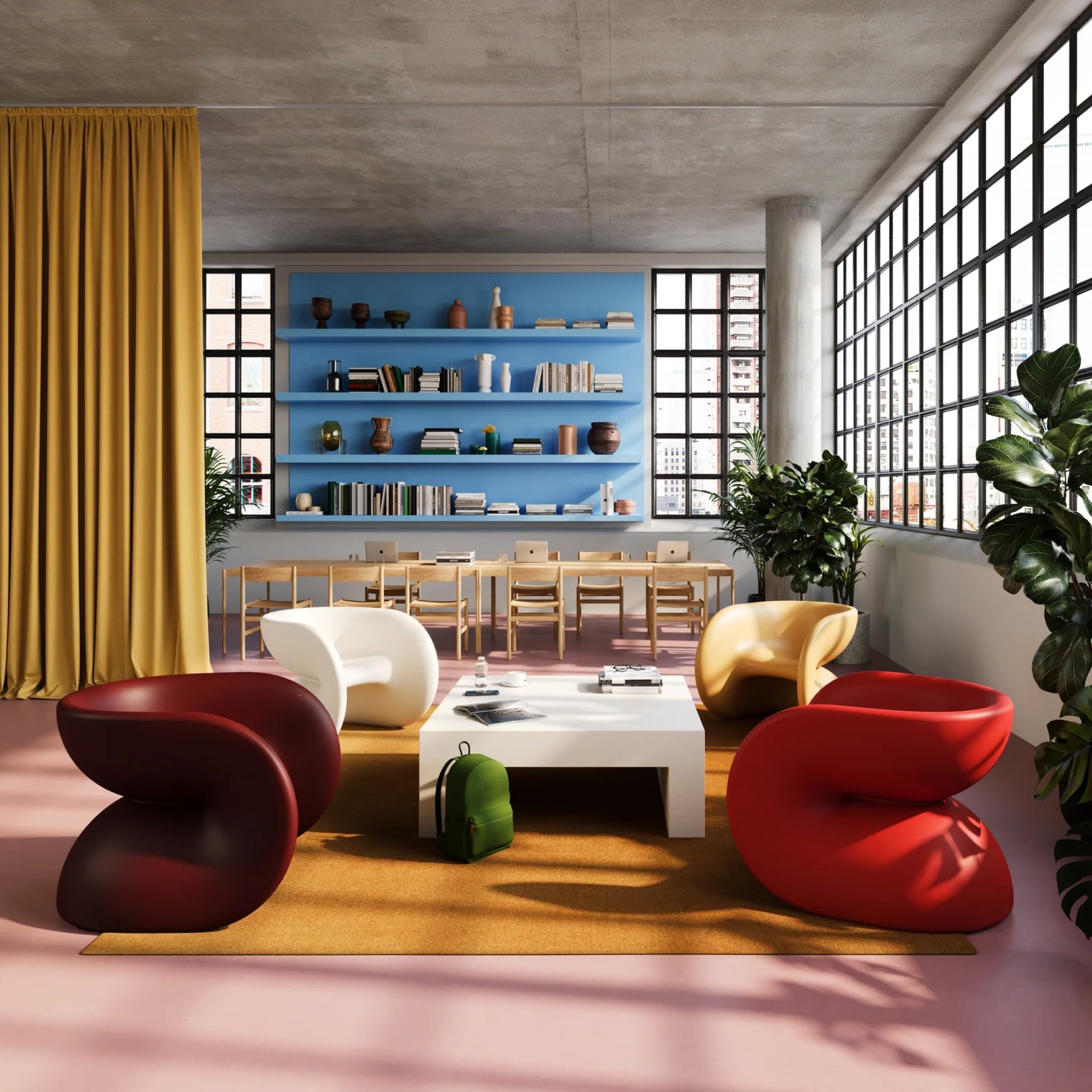 **Heller Fortune Chair - Modern Tomato Red Accent Chair for Living Room, Lounge, Office - Stylish & Comfortable Seating Furniture**