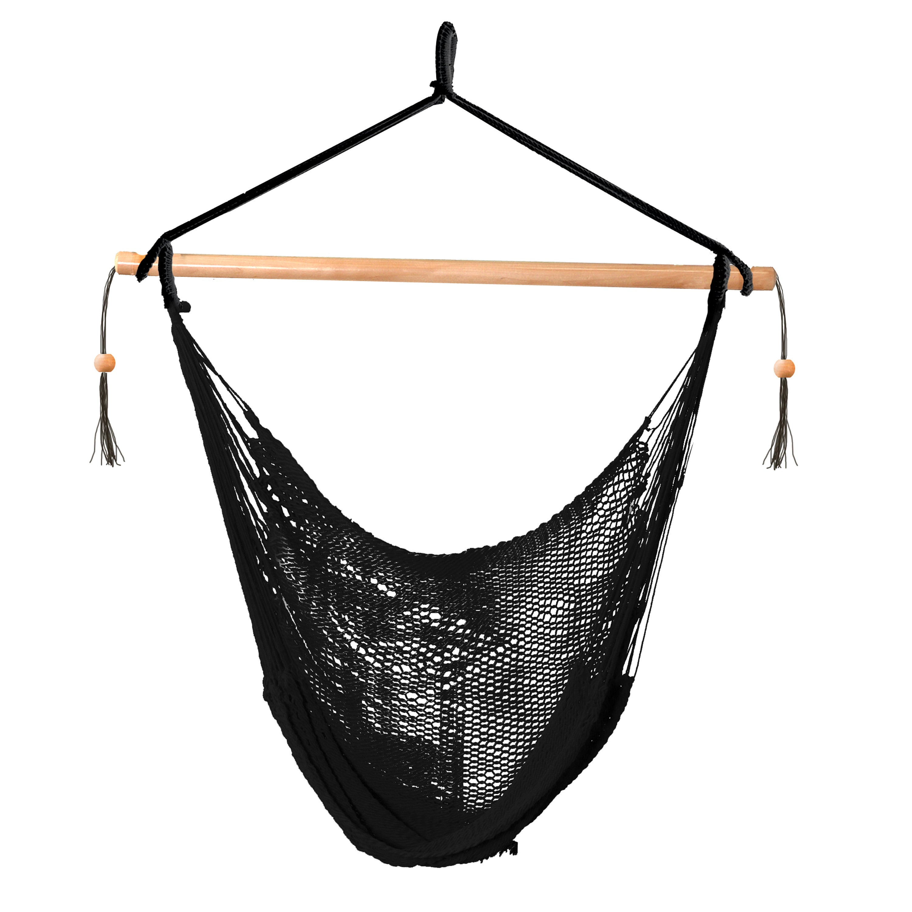 Bliss BHC 412BLK 40-Inch Wide Black Rope Hammock Chair with Spreader Bar & Hanging Hardware - 265 lb Weight Capacity - Perfect for Backyard, Patio, and Indoor Relaxation