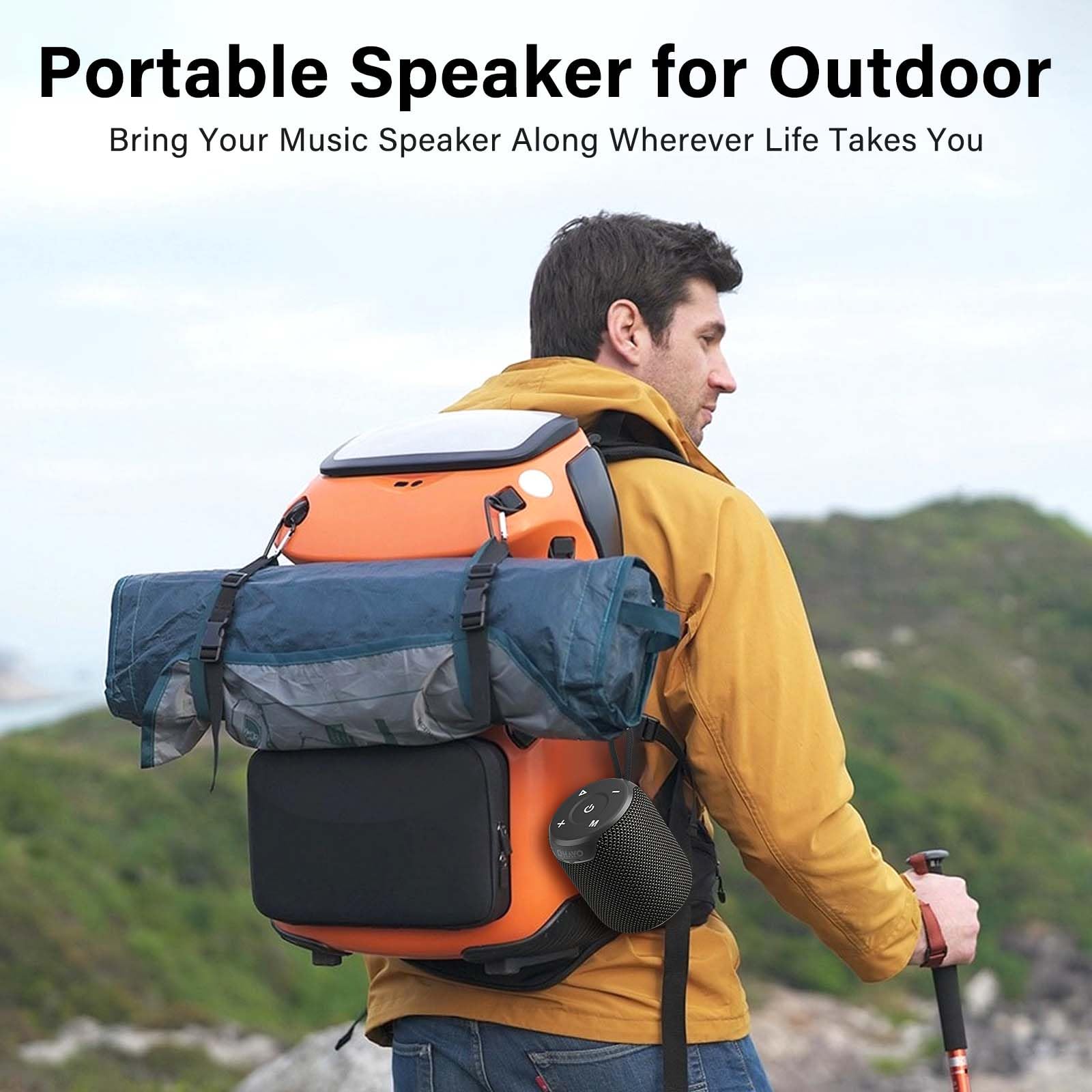 OHAYO Portable Bluetooth Speaker IPX7 Waterproof - 15W Loud Stereo Sound Wireless V5.3 with AUX/TF Card Input, TWS Pairing & Built-in Mic (Black) - Perfect for Outdoor, Pool Party, Beach & Travel