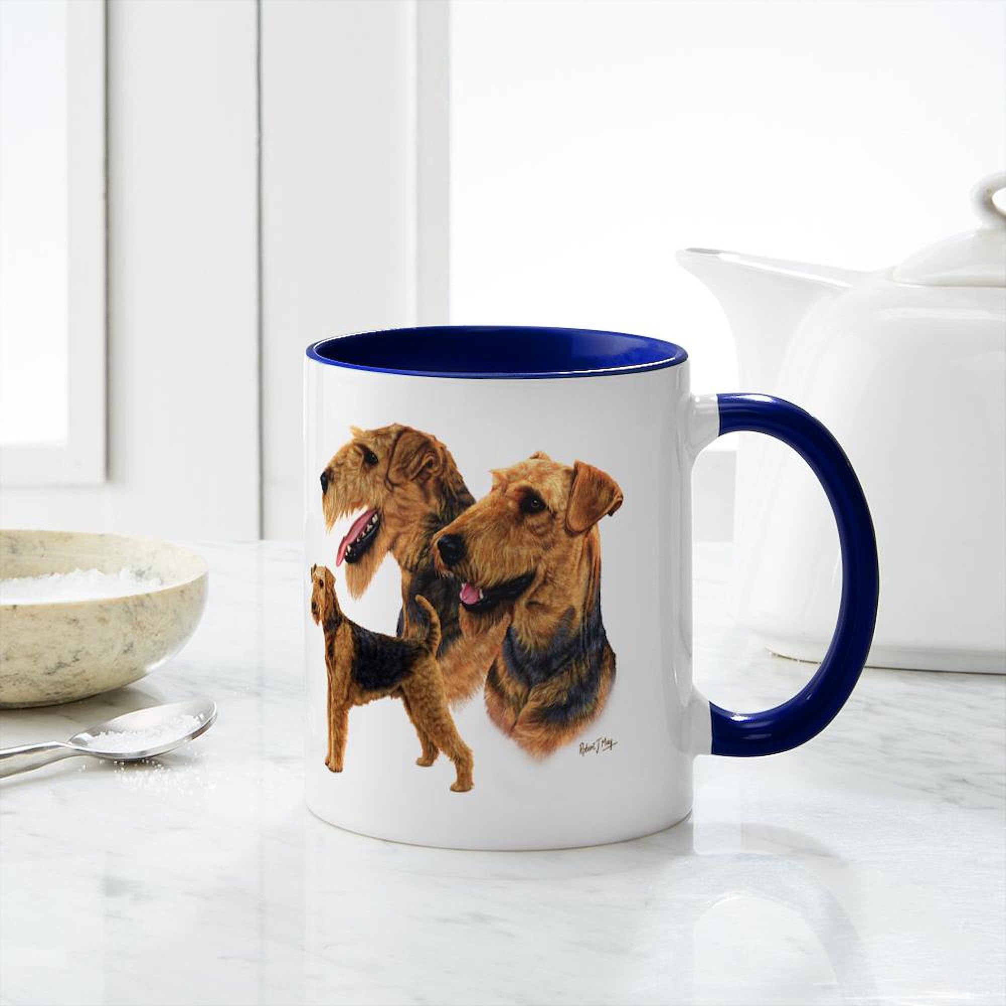 Airedale Terrier Ceramic Coffee Mug 11 oz (325 ml) - Perfect for Tea, Hot Chocolate & Office Use - Funny Dog Lover Gift Idea