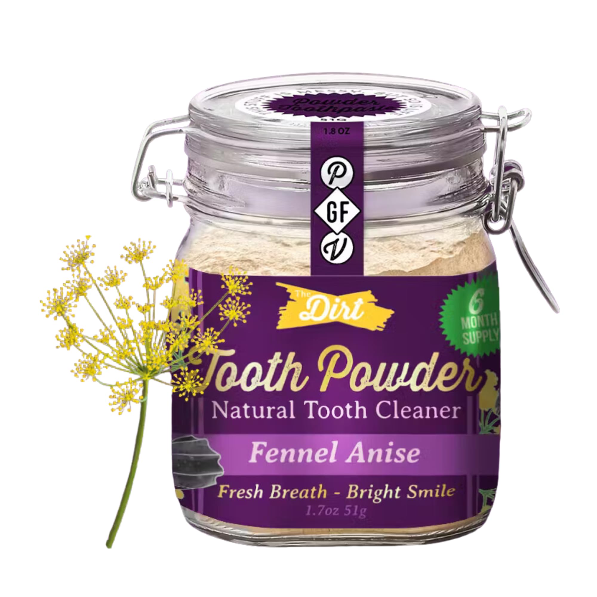 Natural Fluoride-Free Teeth Whitening Powder with Hydroxyapatite | Remineralizing Tooth Powder | Vegan, Gluten-Free & Organic | Fennel Anise Flavor (51g, 6 Month Supply) | Perfect for Sensitive Teeth & Eco-Friendly Oral Care