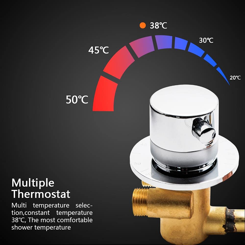 2/3/4/5 Way Brass Thermostatic Shower Mixer Valve - Diverter Control for Shower Cabin & Bathroom - Perfect for Multi-Function Showers, Spa Bathrooms & Luxury Bathroom Renovations