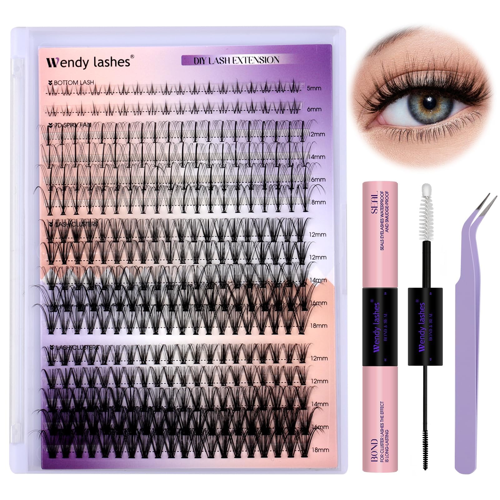 Premium Lash Clusters Kit for Eyelash Extensions - Ultra-Light DIY Natural Fluffy Wispy Lashes | Waterproof Anime Manga Cat Eye D Curl 12-18mm Mixed (20+30D) | Perfect for Daily Wear, Special Occasions & Professional Salon Use