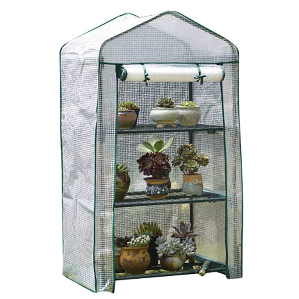 LQQ 3/4 Tier White Greenhouse for Outdoor Gardening - Waterproof PE Plant Grow House with Reinforced Shelves - Winter Plant Protection - 69×49×125cm (Perfect for Seed Starting, Herb Growing & Protecting Delicate Plants from Frost)