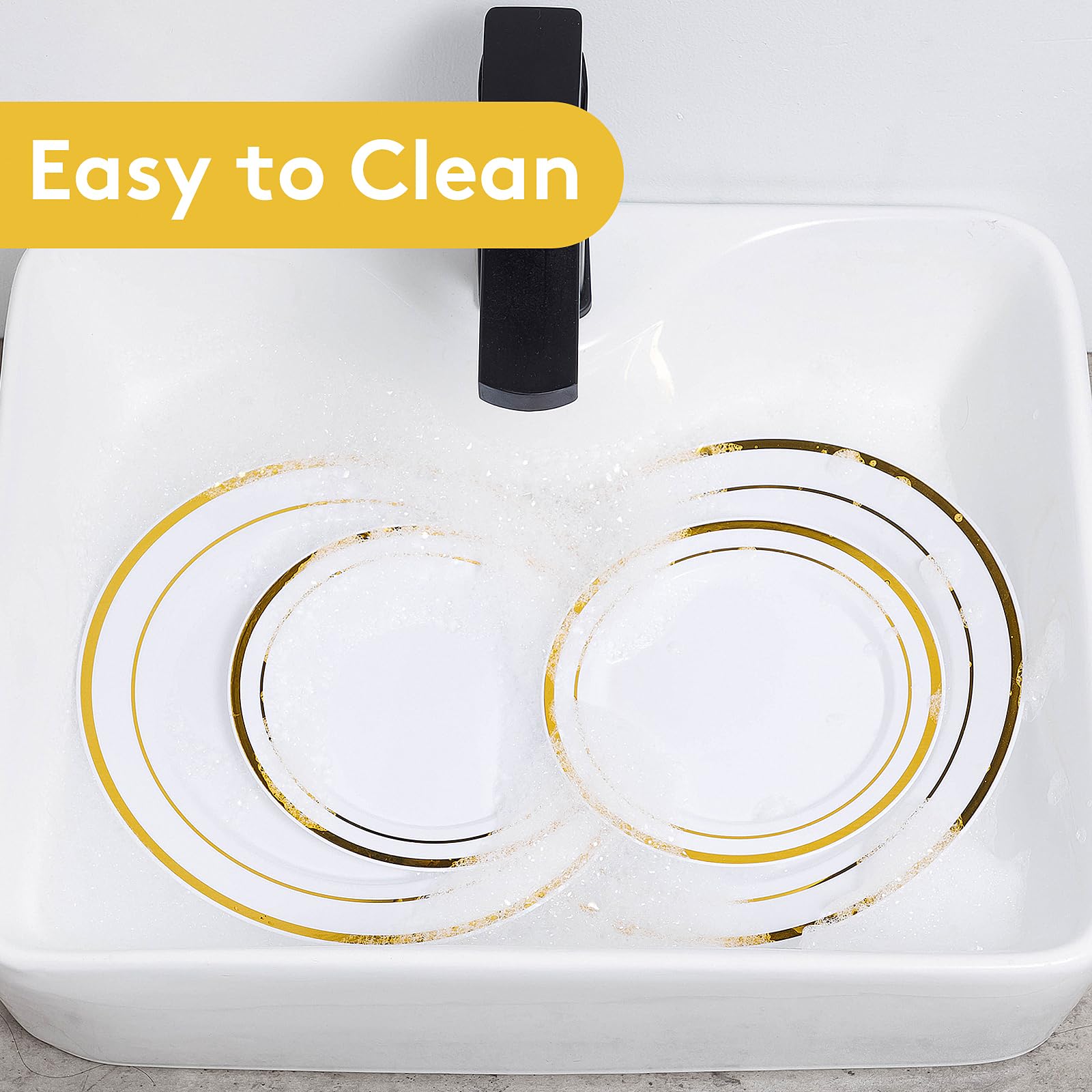 Goodluck 200-Piece Gold Plastic Plates Set - 100 Heavy Duty 10.25
