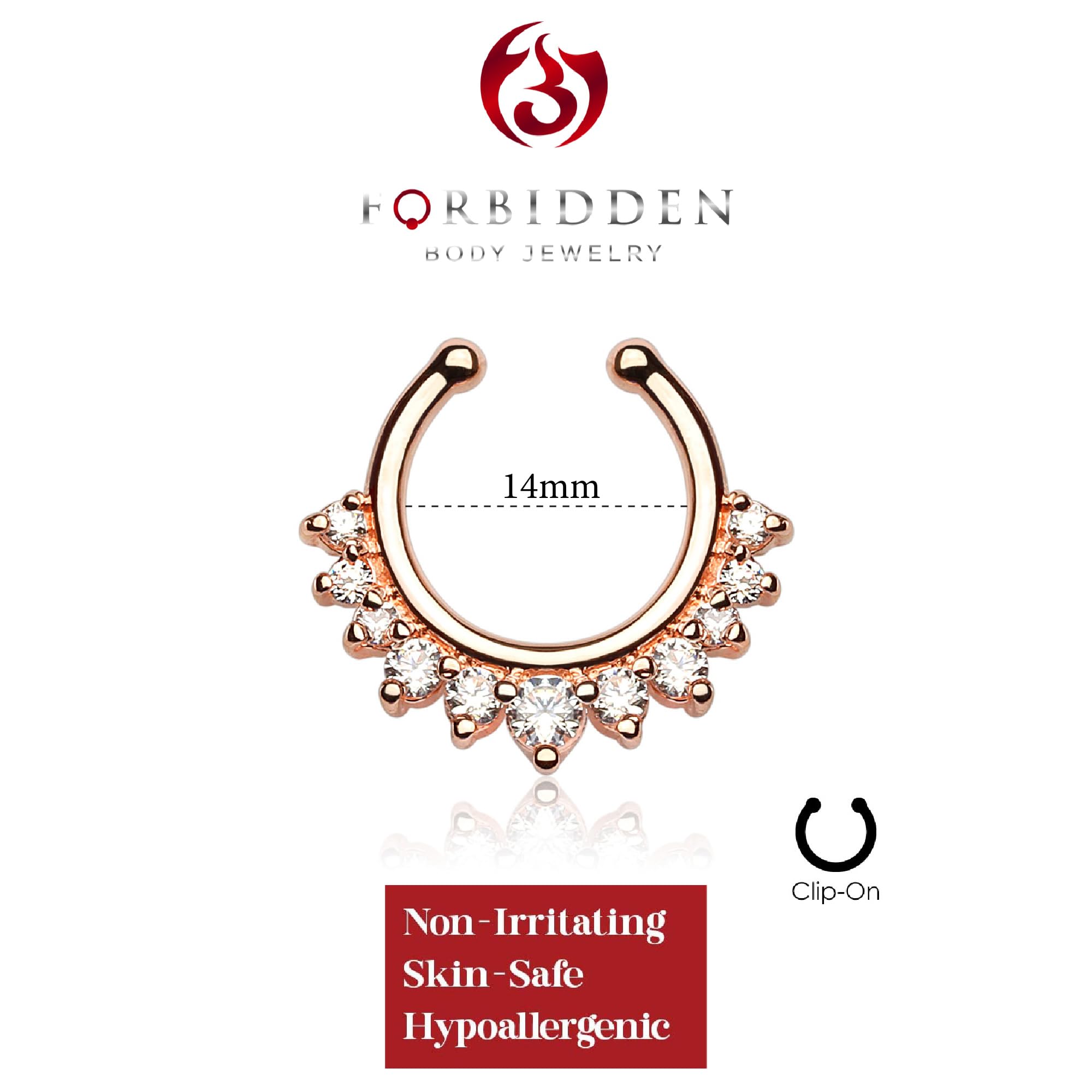 Non-Piercing Septum Ring - CZ Gem Clip On Fake Nose Ring Jewelry for Women & Teens (No Hole Required) | Perfect for Costumes, Parties & Everyday Fashion Accessories