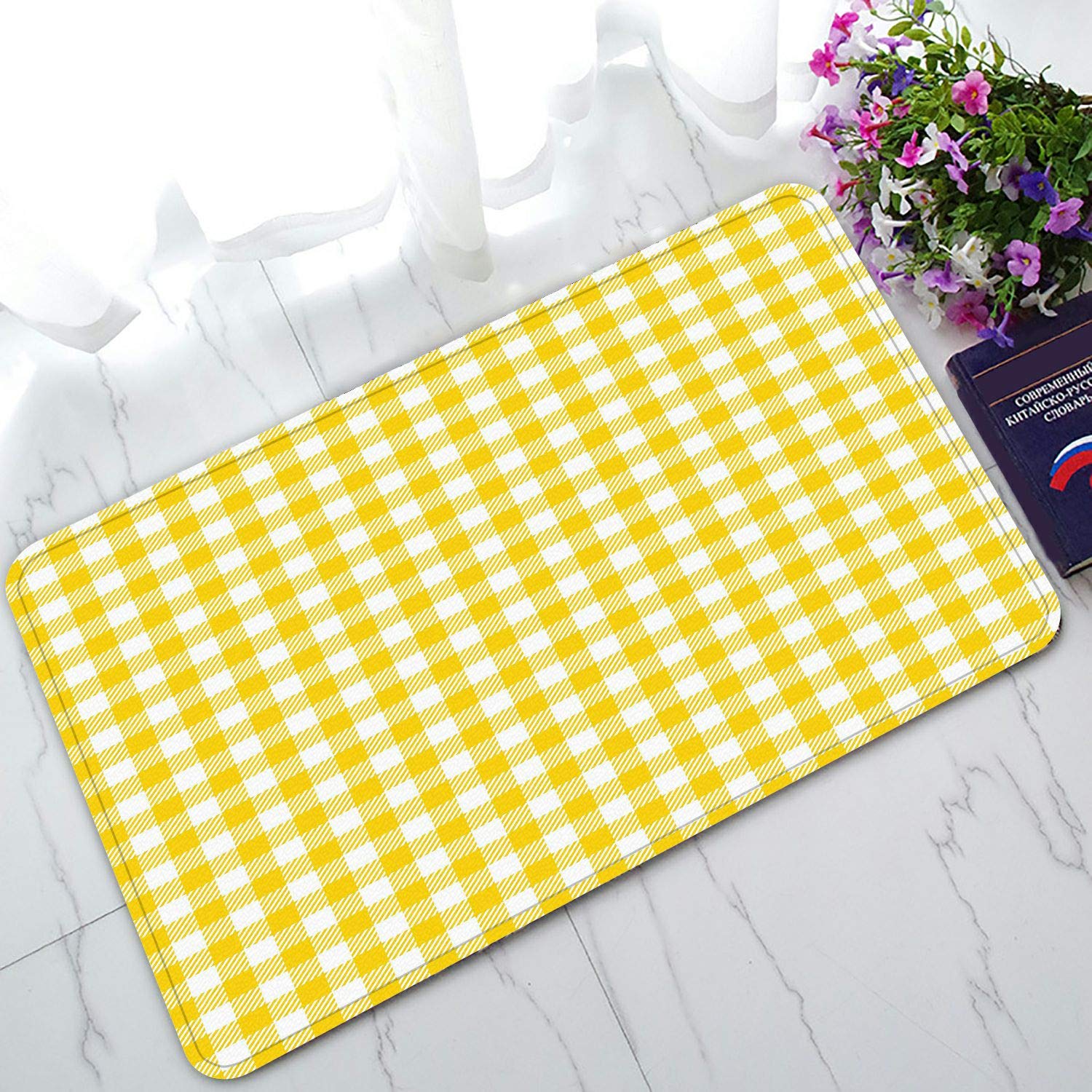 ABPHQTO Checkered Doormat 23.5x16.7 Inch - Non-Slip Entrance Rug, Washable Floor Mat for Home Decor - Perfect for Front Door, Porch, and Indoor Entryway