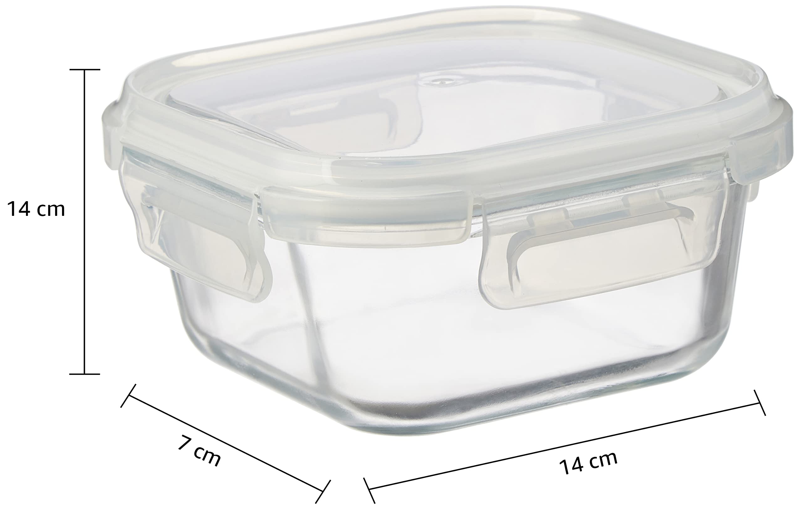 Solimo Borosilicate Glass Food Storage Containers with Lids - 520ml Square Meal Prep Containers for Kitchen, Lunch Box, Meal Prep, BPA-Free & Microwave Safe - Perfect for Leftovers, Meal Prepping, and Office Lunches