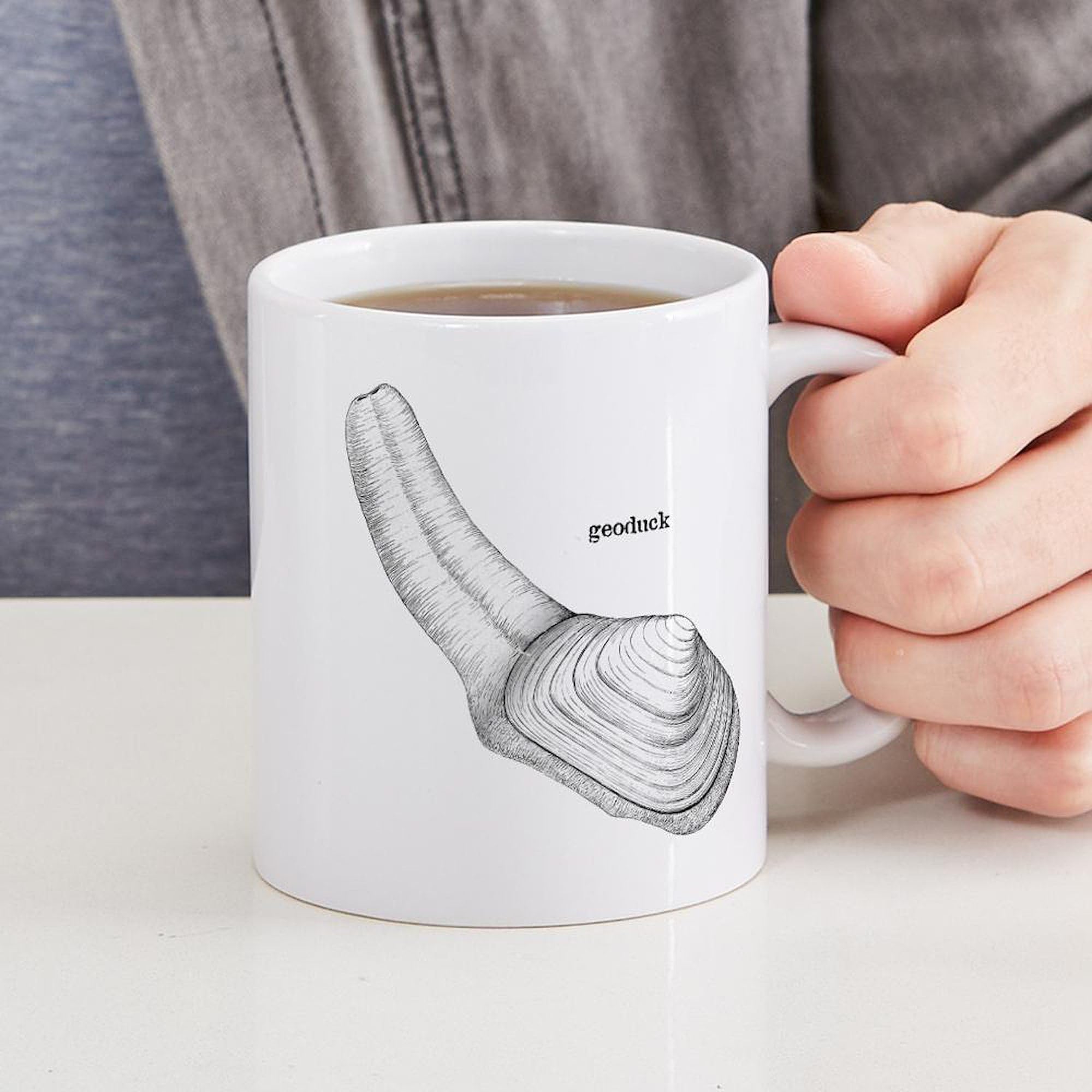 Geoduck Ceramic Coffee Mug 11 oz (325 ml) - Funny & Unique Gift for Seafood Lovers - Perfect for Home, Office, or Camping Use