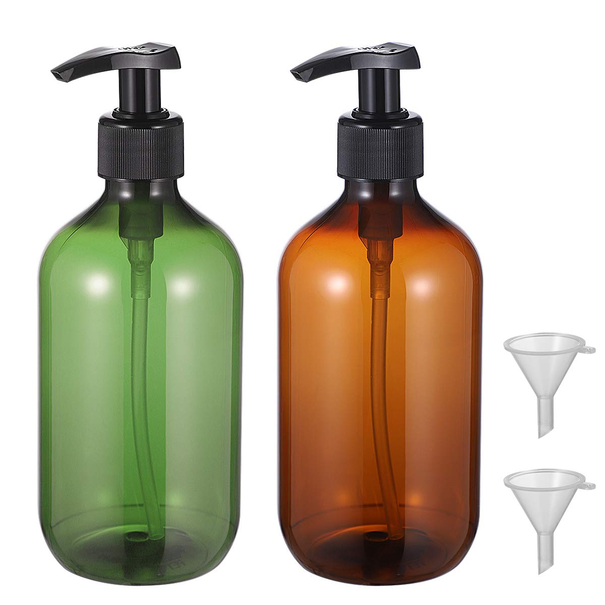 Cabilock 2-Pack Transparent Hand Soap Dispenser with Pump - Essential Oil & Lotion Dispenser for Bathroom, Kitchen, and Office Use - Half Clear Liquid Soap Bottle for Dish Soap and Hand Wash