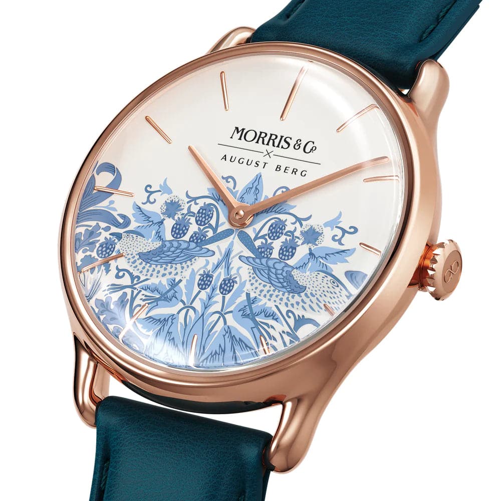 August Berg X Morris Co. Women's Blue Italian Leather Strap Watch M1ST0530A28LWB - Elegant Timepiece for Business, Casual & Special Occasions