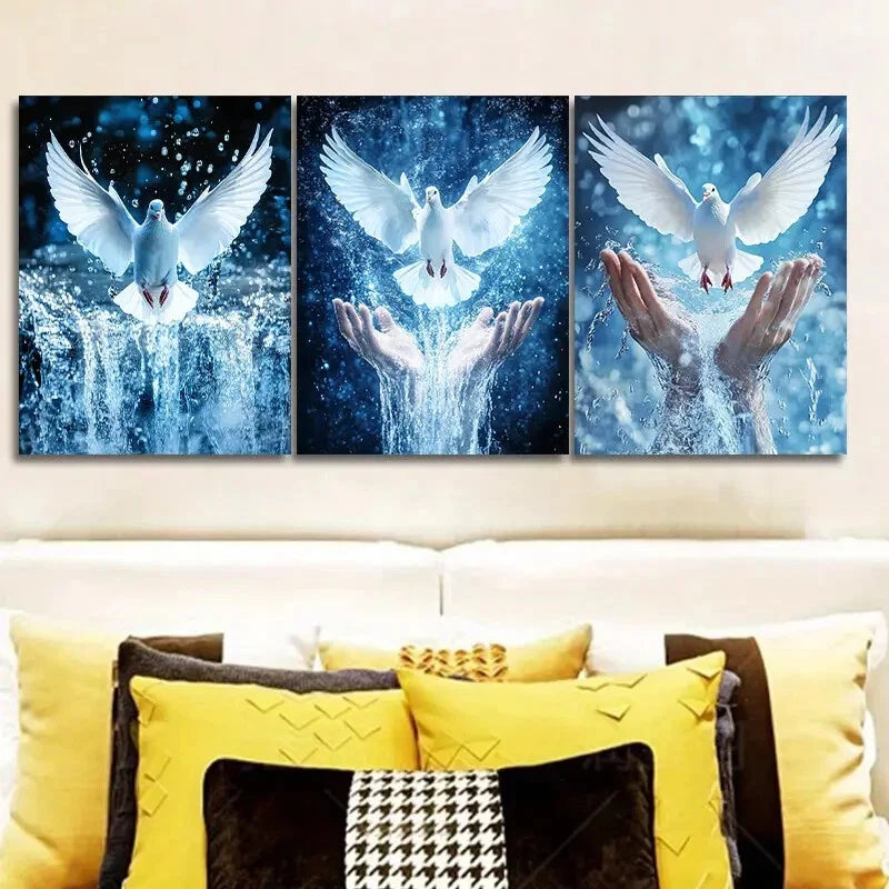 3-Piece Peace Dove on Hand Wall Art Set - Framed Canvas 40x60cm (16x24in) - High Quality Print - 100% Australian Made - Ready to Hang - Perfect for Living Room, Bedroom & Office Decor