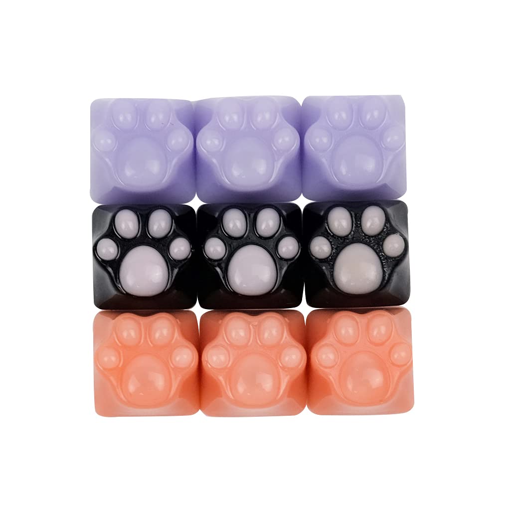 Purple Cat Paw Artisan Keycap Set for MX Mechanical Gaming Keyboards - Perfect for Custom Keyboard Builds & Gaming Setups